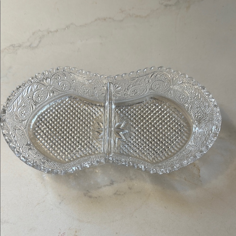 Elegant Clear Glass Divided Serving Dish